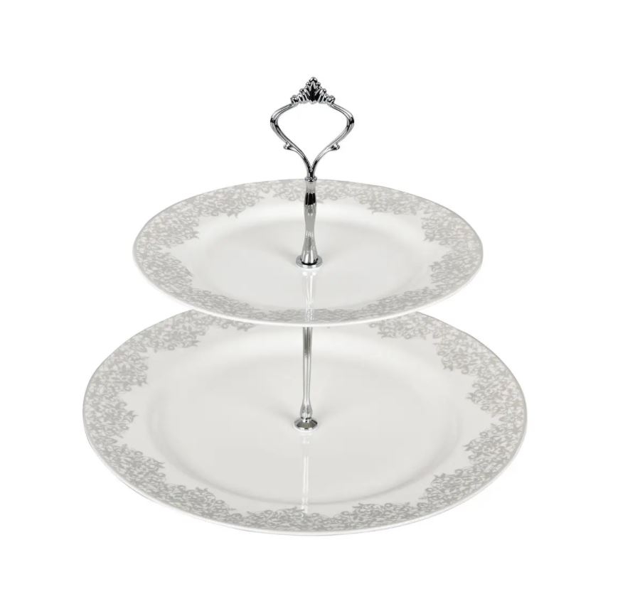 Denby 359010216 Monsoon Filigree Cake Stand - Silver