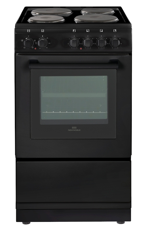 New World NW50ES/BLK 50cm Electric Cooker with Single Oven-Black