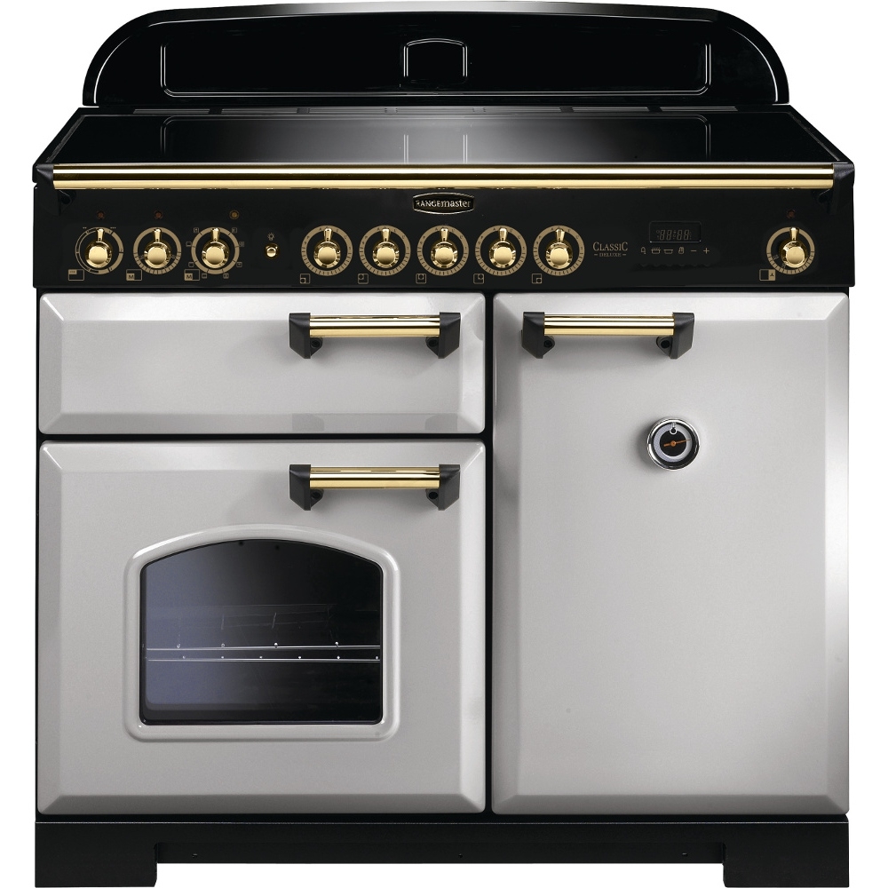 Rangemaster CDL100EIRP/B 100cm Classic Deluxe Electric Induction Royal Pearl/Brass Range Cooker