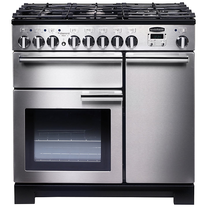 Rangemaster PDL90DFFSS/C Professional Deluxe 90 Dual Fuel Range Cooker, Stainless Steel