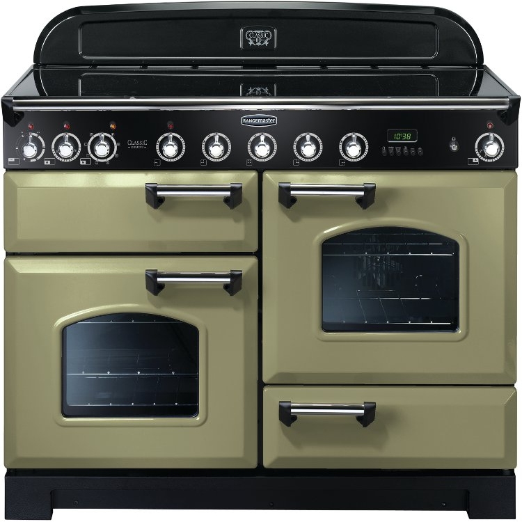 Rangemaster CDL110EIOG/C Classic Deluxe 110cm Electric Induction Range Cooker Olive Green/Chrome