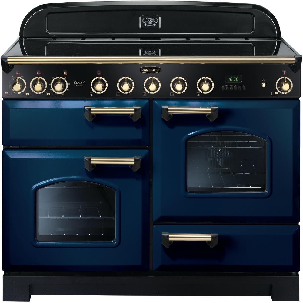Rangemaster CDL110EIRB/B Classic Deluxe 110cm Electric Induction Range Cooker  Regal Blue/Brass