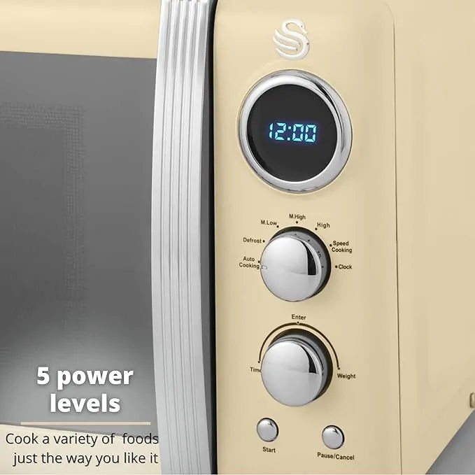 Swan SM22030LCN Retro Led Digital 20L 800W Microwave Cream Donaghy Bros