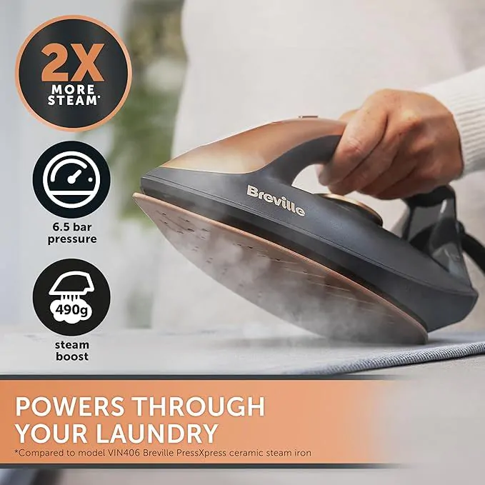 Breville VIN445 Diamond Xpress 2400W Steam Generator Iron Grey Rose Gold Donaghy Bros