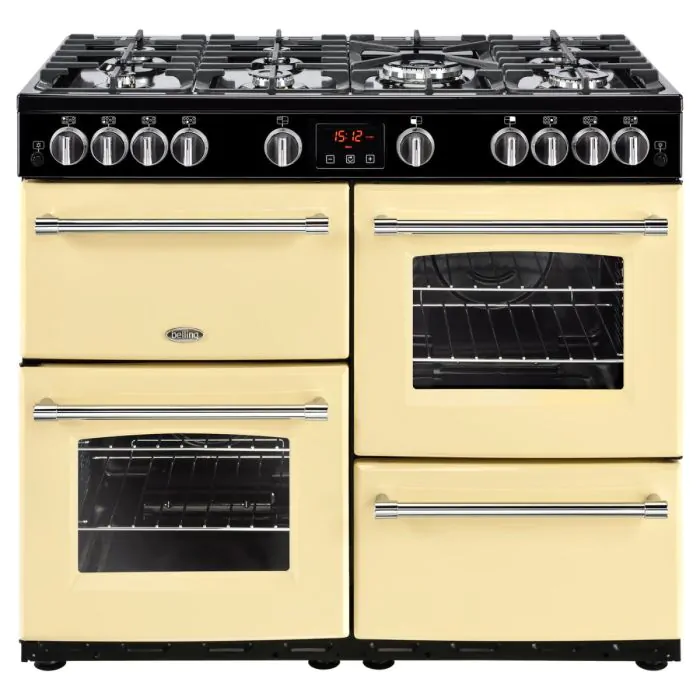 Belling FH100G CR 100cm Gas Range Cooker With 7 Burner Gas Hob Cream